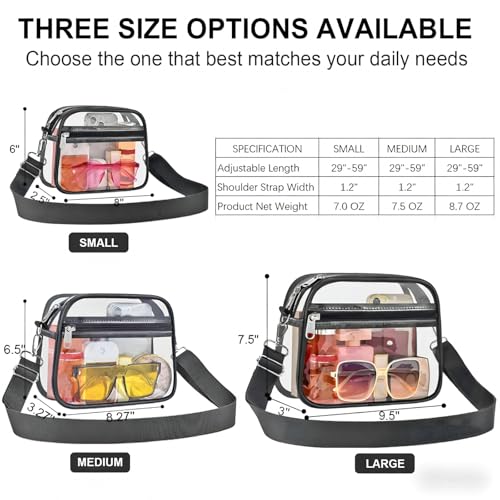 Image of Clear Bag for Stadium Events Clear Sports Fan Handbags Purses with Adjustbale Strap for Concerts Festivals Game Day