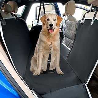 pecute Dog Car Seat Cover Waterproof, Convertible Dog Car Hammock with Mesh Window/Side Flaps/Storage Bag, Scratch Proof Rear Seat Protector Nonslip Back Seat Protector for Cars Trucks SUV