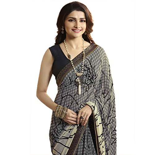 Image of RAJESHWAR FASHION WITH RF Women's Georgette Printed Sarees For Women With Jacquard Work Lace Border & Blouse
