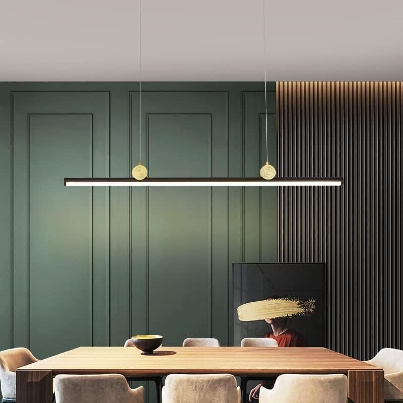 Dining Bar Chandelier Lighting Minimalist Black Strip Hanging Lighting Aluminum LED Modern Dimmable Pendant Lamp Light Ceiling Light