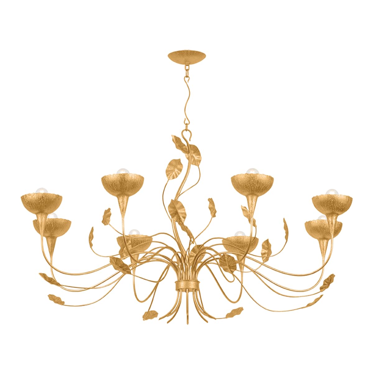 Innsbruck 8-Light Chandelier | Natural & Vogue Style | Vintage Gold Leaf Finish | Made of Steel | Damp-Rated for Bathroom Use | Adjustable Hang Height 41-102" | -VGL by Corbett