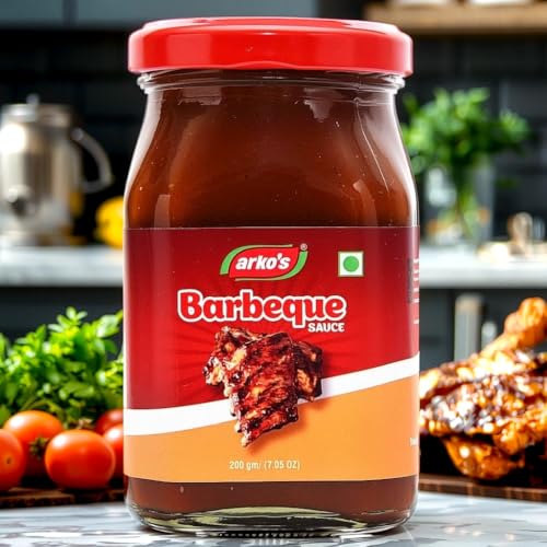 Image of ARKOS | Homemade Barbeque Sauce 200gm | 100% Natural Ingredients | No Artificial Flavours & Color | Butter, Garlic, Sugar, Mustard, Date | Deep Hickory Notes | Use it as a Smoky slow-cook Marinade or Dipping Sauce