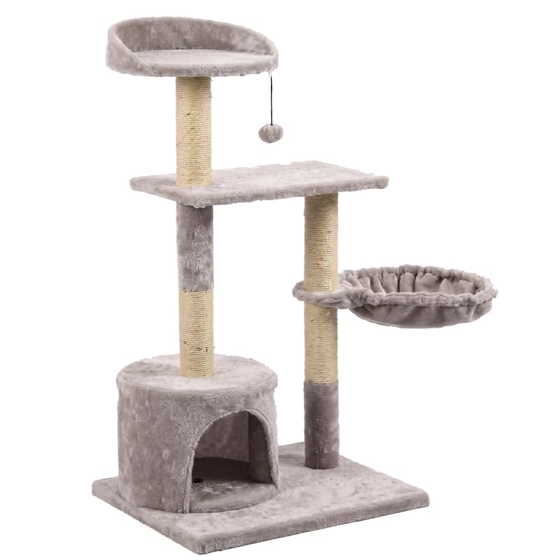 Tommy Çok Katlı Lüks Kedi 50x40x102 Evli Tırmalama Gri