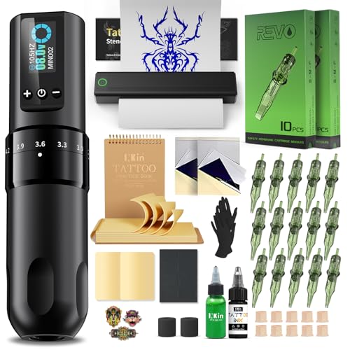 Machine a tatouer kit complet sans fil avec imprimante thermocopieur et peau silicone