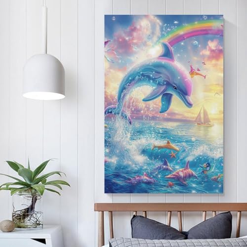 Lienzo de delfín VSFCRQRQ de 50x75cm para transformar la pared vacía del salón en un paisaje marino 5