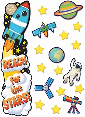 Eureka ''Reach for The Stars'' Space Themed Classroom Decoration Door Poster Kit, 34pcs, 45'' H