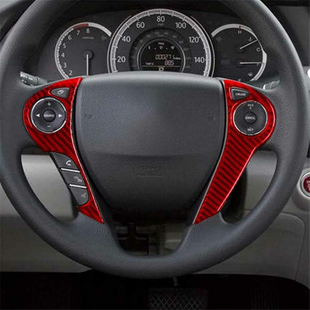 Red Carbon Fiber Steering Wheel Button TypeB Trim Cover Compatible with Honda Accord 2013-17