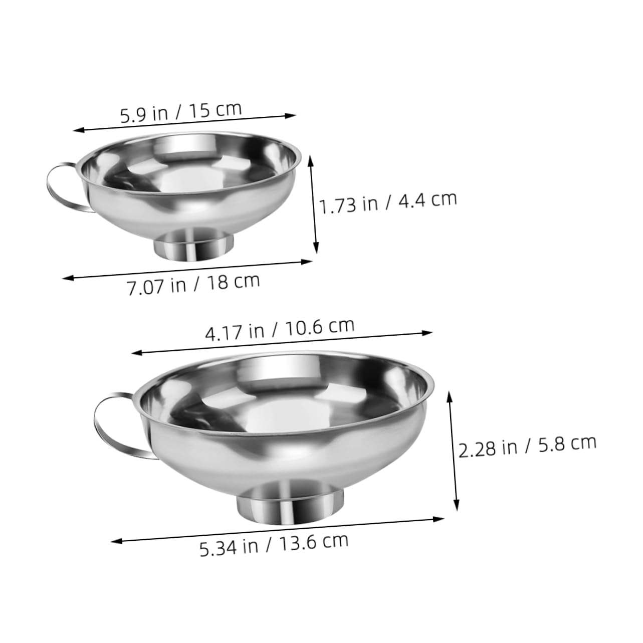 ABOOFAN 4 Set Imbuto in Acciaio Inossidabile Imbuto Di Riempimento Per Conserve Per Uso Cucina Del Barattolo Di Imbuti Da Cucina A Bocca Larga Silver 2 Pezzi * 4