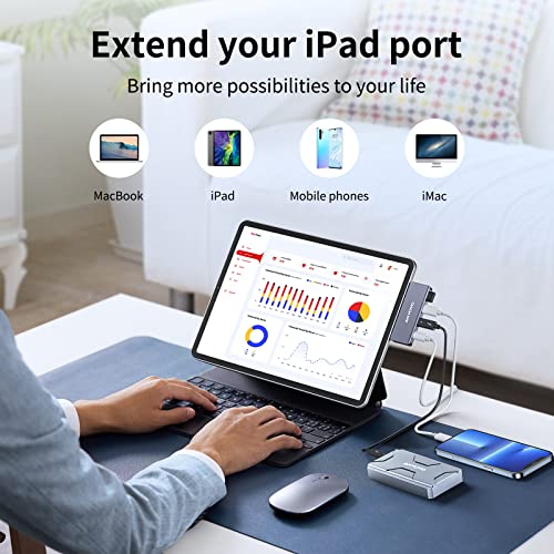 Image of ANYOYO USB C HUB,4 Port USB-C to USB-C Hub with 3 USB 3.2 Gen2 Ports(10Gbps),1 100W PD Port Compatible with MacBook Pro /MacBook Air /iPad Pro and Other USB C laptops,Support Charging(No Video)