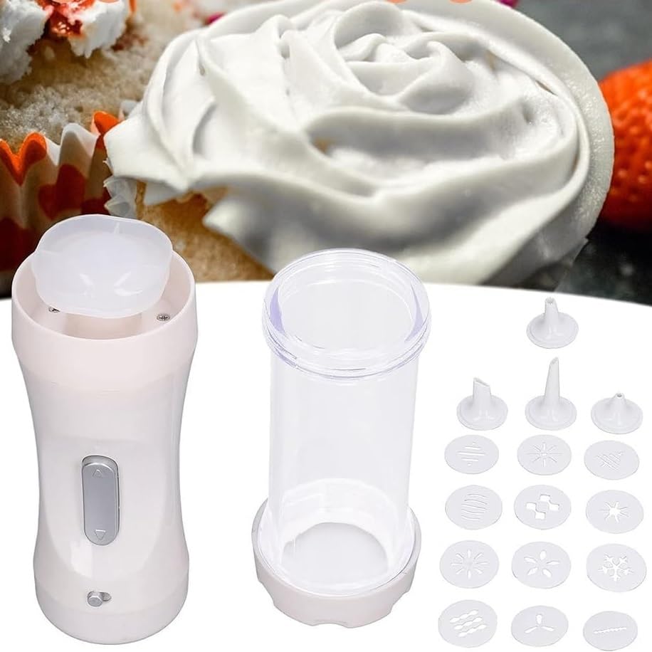 Pistolet à Biscuits Électrique avec 12 Moules et 4 Buses Décoratives Outil Idéal pour Décoration de Gâteau et Dessert