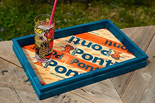 Handmade, eco-friendly, tea, snacks or drinks tray made from upcycled fruit and veg boxes with a pine frame.