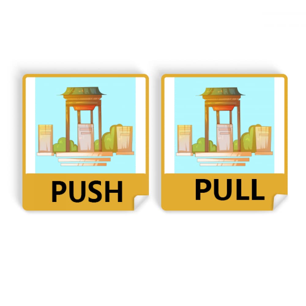 China Bell Pavilion Bower Antiquity Push Pull Door Sign Vinyl Stickers Shop