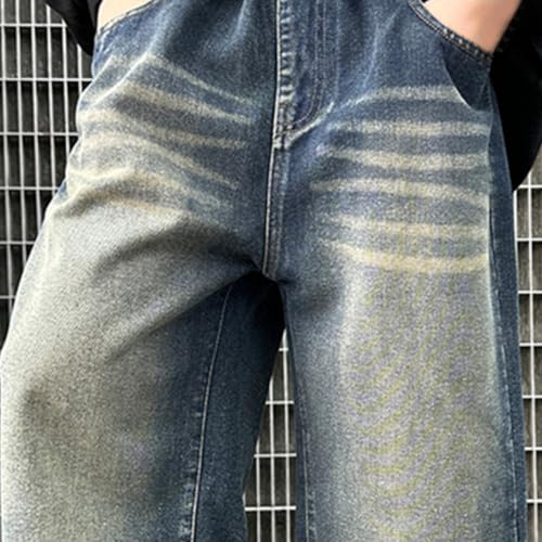 Boys Baggy Jeans Kids Y2K Straight Wide Leg Elastic High Waist Solid Streetwear Fit Vintage Hip Hop Denim Pants3