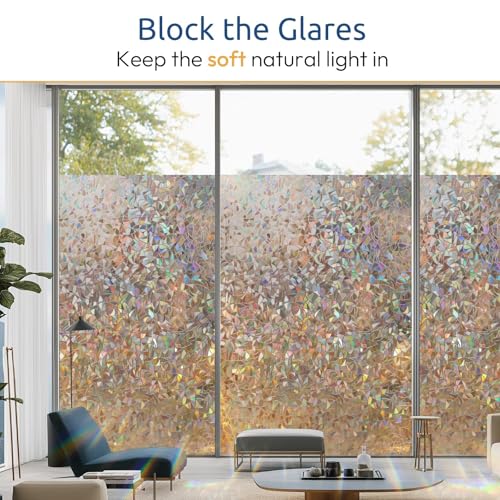 Image of rabbitgoo Rainbow Window Privacy Film, Stained Cling, Brown, 35.4 inch x 157.4 inch