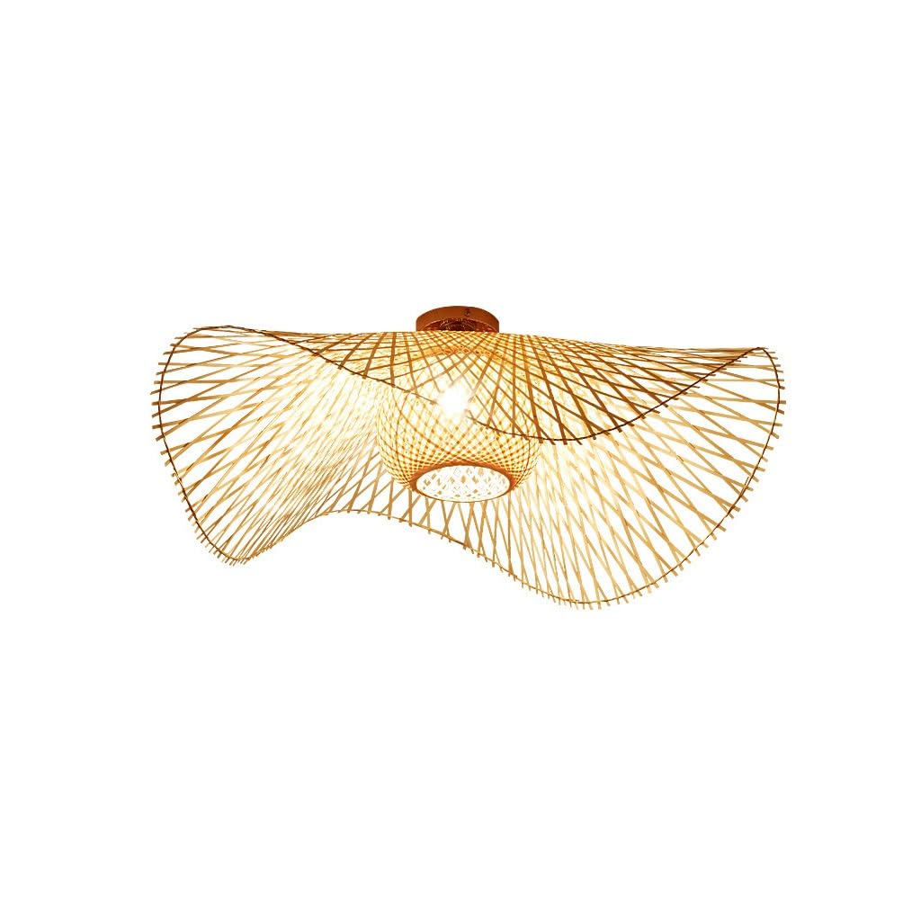 Deckenleuchte Bambus E27 Deckenlampe Boho Style Retro Natürliche Gewebte Lampenschirm Rattan Schlafzimmer Lampe Restaurant Licht Landbeleuchtung Esszimmer Hängeleuchten Wohnzimmer Beleuchtung(75
