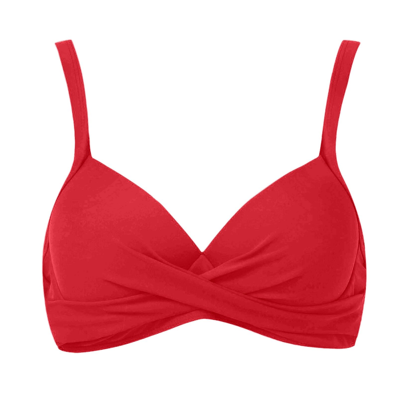 Set Bikini da Donna Reggiseno Bikini con Ferretto Reggiseno Push Up Imbottito Top Costume da Bagno Imbottito 2026 Top Costume da Bagno, Rosso, S