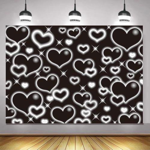 Toile de fond pour photo anniversaire et selfie avec motif cœur noir