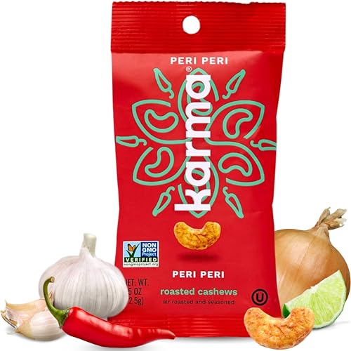 Image of Karma Nuts Peri Peri Chili Spiced Cashews | 1.5 oz - 12 Pack | Whole Cashews | Air Roasted, No Oil | Natural, Minimally Processed | Non-GMO, Gluten-Free, Vegan, Kosher | Rich in Antioxidants + Fiber