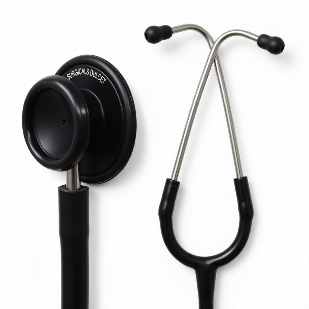IS IndoSurgicals Dulcet Black Stethoscope for Doctors and Medical Students