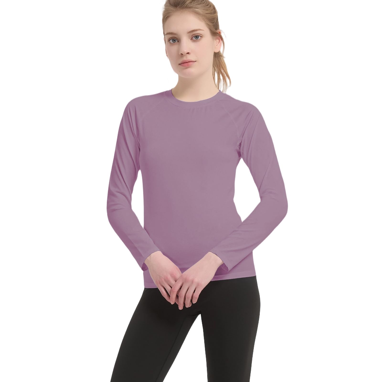 4 Pack Maglietta Compressione Donna Traspirante Asciugatura Rapida Maniche Lunghe Leggero Elastico Base Layer Shirts Yoga Fitness Funzionale Top Sportiva Tee per Corsa Formazione Jogging Viaggi
