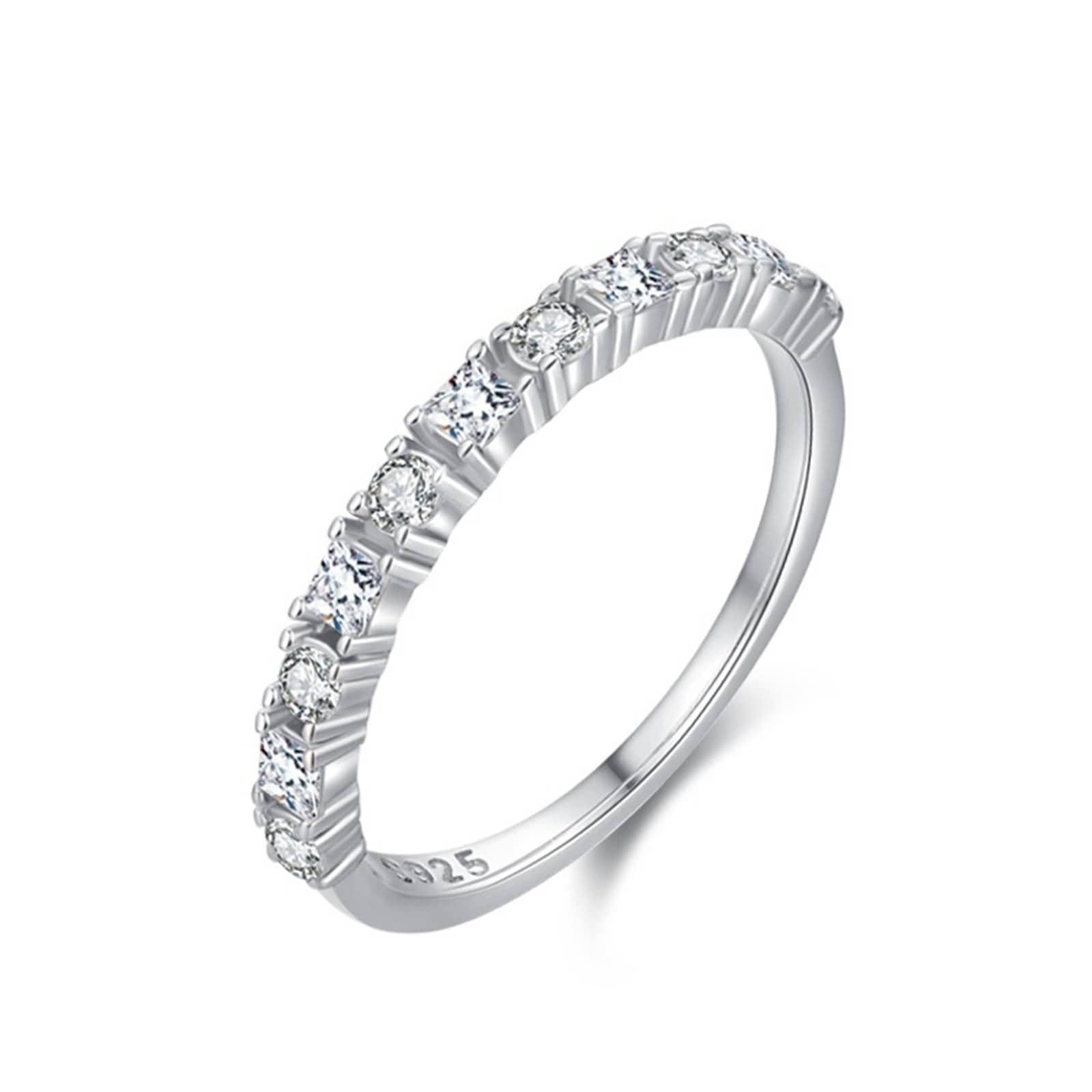 Anillo de Plata, Anillo Compromiso Mujer de Zirconia Cúbica Anillo de Regalo de Pareja 9,5-20