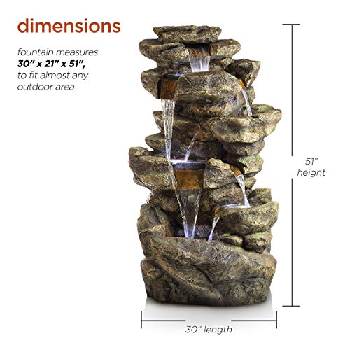 Alpine Corporation TZL198 Outdoor Floor 6-Tiered Rock Waterfall Fountain thumb #2