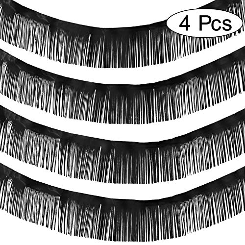 4 Packs 10 Feet Fringe Garland Foil Fringe Garland Metallic Tinsel Foil Garland Wall Hanging Fringe Banner for Wedding Birthday Parties Holiday Decorations and More (Black)