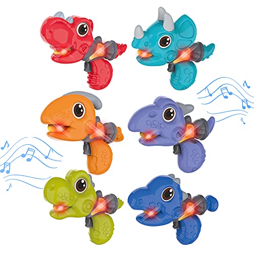SUNMIEN Dinosaur Toy for Kids: 6 Pack Dinosaur Toy Set with Flashing Lights and Sounds - Pretend Play Dinosaur Toy Playset Dinosaur Party Favors for Boys and Girls 2-5