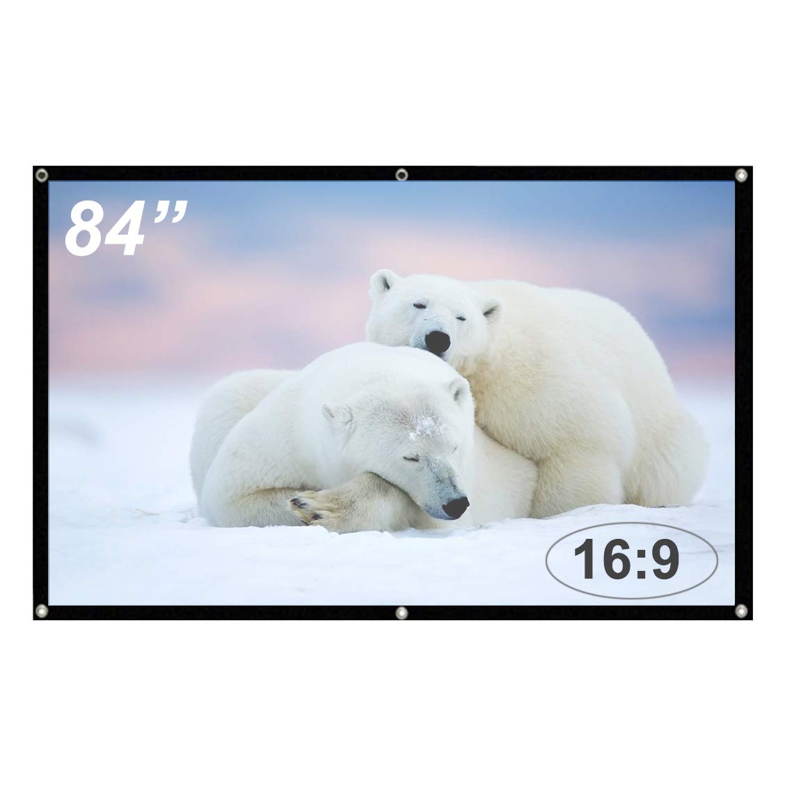 84 inch Projection Screen Foldable Hanging Projector Screen Wash-able Anti-Crease Full HD 3D 1080P Movie Screen 16:9 Glass Fiber Portable Screen