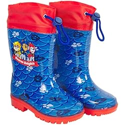 Technical Ropa De Seguridad PERLETTI Botas de Agua Patrulla Canina Niño - Botines Impermeables Paw Patrol Niños Material PVC Azul Rojo - Botas de Lluvia Perros Chase Marshall Rubble Suela Antideslizante (Azul y Rojo, 30/31)