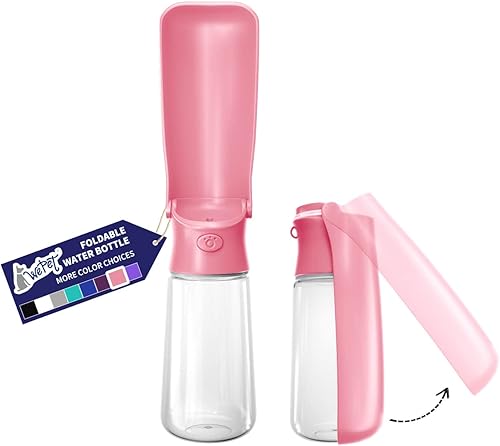 Miniatura 9 de WePet Botella de agua plegable portátil para perros, dispensador de agua para cachorros con alimentador para beber, 12 onzas, resistente a altas #01