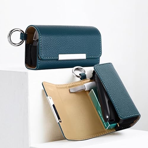 対応IQOS-ILUMA用のケース 対応アイコスイルマ カバー PUライチ柄 収納ケース マグネット開閉 磁石 簡単 まとめて収納 イコスイルマ対応用の保護ケース (navygreen)