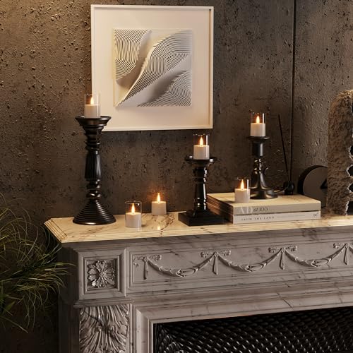 Image of VIODAIM 12Pack Flickering Flameless LED Candles with Timer, Battery Powered - Small Pillar & Votive, Clear (2 inchX3 inch) (Pack of 3)