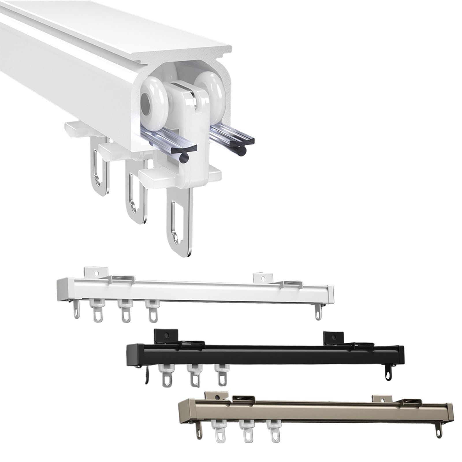Tringle à Rideaux Fixation Plafond pour Supporter des Tissus Lourds sans Fléchir