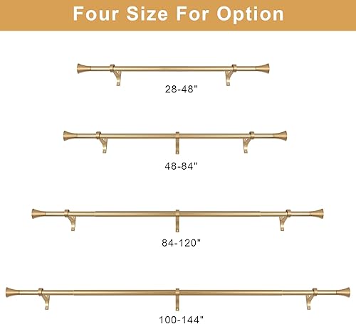Miniatura 7 de Barras de cortina individuales de 1 pulgada, barras decorativas ajustables de 84 a 120 pulgadas de largo, con remates de cuerno, montaje en pared y
