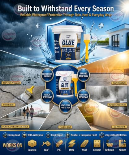 Image of Waterproof Glue for Leakage -300 Grams, Transparent Water Proof Glue for Roof, Roof Waterproofing Glue, Leakage Solution, Transparent Waterproof Adhesive Plus Brush