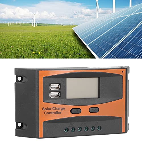 Image of 12V /24V Solar Charge Controller, PWM Solar Power Controller with Dual USB Ports, Digital Display for Solar Panel System, IP32 High Efficient Controlling Device for Lead (50A)
