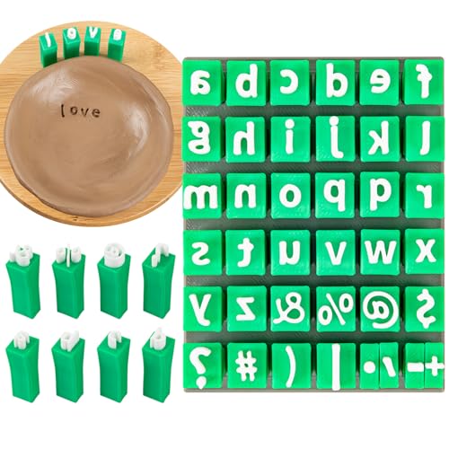 Alphabet Stamps for Clay Letter Stamps for Polymer Clay Mini Lowercase and Alphabet Symbols Stamps for Pottery Clay and DIY Craft (1 Set Lowercase Alphabet)
