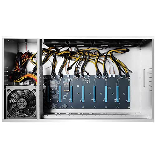 BTC-37 - Juego de placas base para minería con CPU 128 GB MSATA SSD y 8 GB de memoria DDR3 8 GPU Mining 2000 W PSU Chassis Kit, sistema Win10, compatible con BTC Eth y otras minería multidivisa (S37) Cover