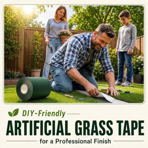 Image of Artificial Grass Tape 12 inch x 33', Turf Adhesive for Seaming Synthetic Turf, Green