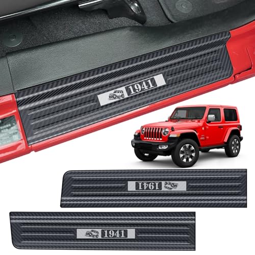 Door Sill Guards for Gladiator JT 2020-2025 & Jeep Wrangler 2018-2025 JL JLU 304 Stainless Steel Front and Rear Door Car Pedal Kick Protection Door Sill Protector | Carbon Fiber, 2 Door
