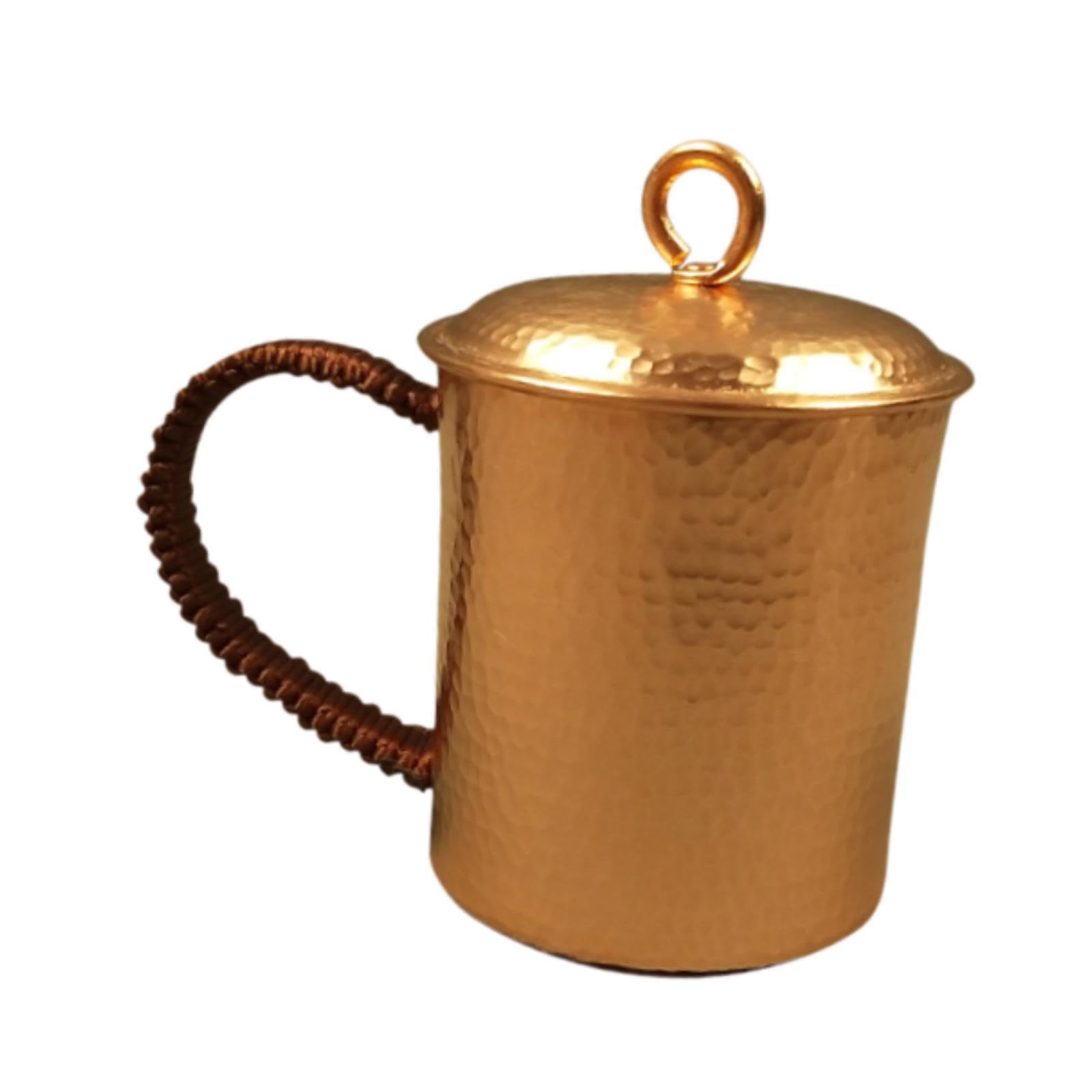 Miedziany kubek do kawy, ręcznie wykonany, miedziany kubek, 500 ml, prezent na parapetówkę, dzbanek do herbaty z szeroką szyjką, kubek na wodę na festiwale, do biura, herbaciarni