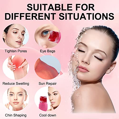 Cube Ice Roller For Face, Eye, Neck, Upgrated Silicone Facial Ice Cube Mold For Face Puffiness Relie, Remove Fine Lines, Tighten, Brightens Skin, De-Puff Eye Area Massage Skin Care Tool #TOP1