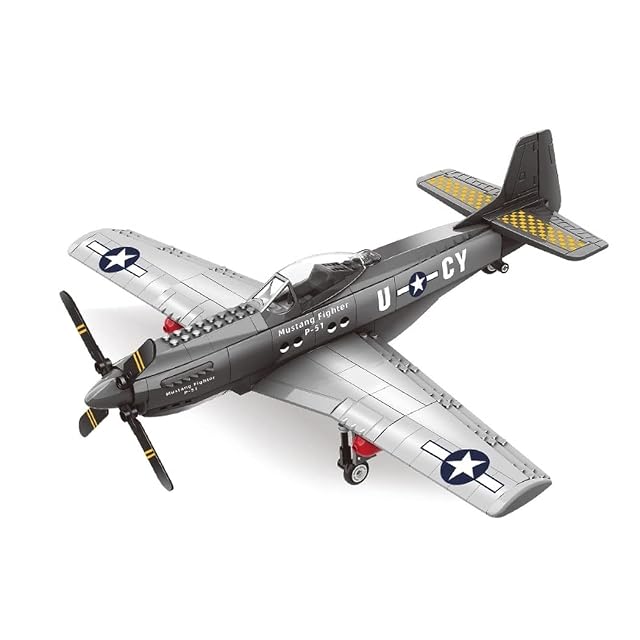 Avión Caza P-51 Mustang. Maqueta para Armar con Bloques de Construcción
