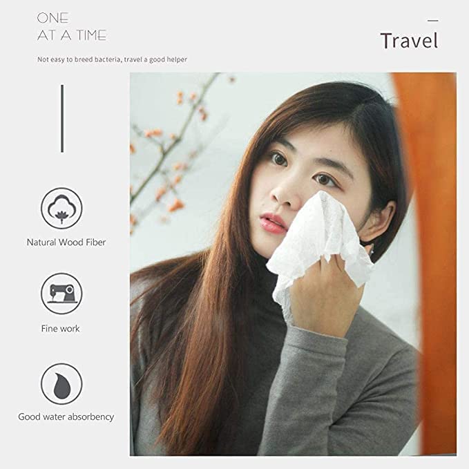 Image of Pack Of 40 Pieces Pocket hankey Small Towel For Travel Multipurpose Magic Chocolate Shape Tablet Tissue Paper Disposable Pure Cotton Facial Towel Water Wet Wipe Napkin White (Free Size, 40)