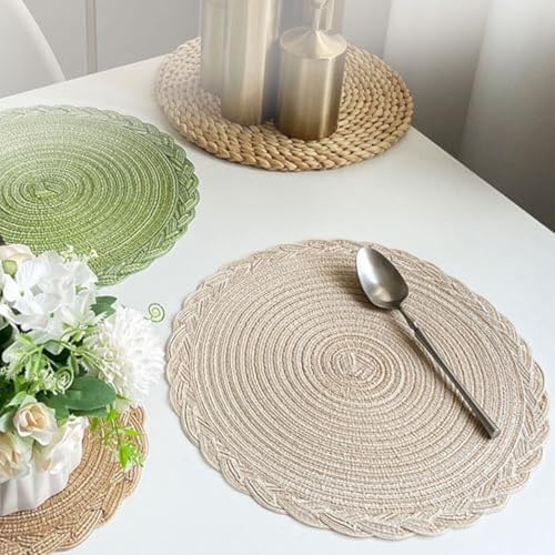 Sets de table ronds anti-chaleur polyester lavables durables
