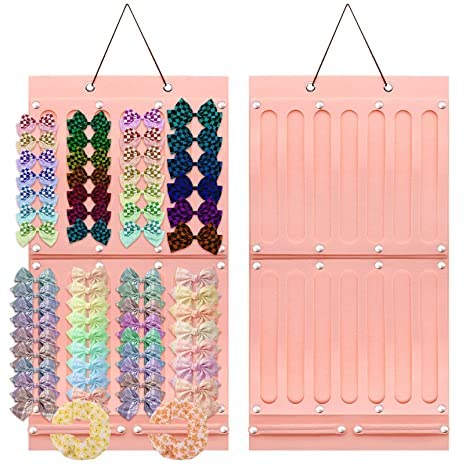 Organizer Da Parete In Feltro Per Cerchietti E Fermagli Per Capelli - Porta Accessori Da Appendere, Rosa, 35x50 Cm, Per Bambine E Donne