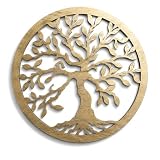 Baum des Lebens Wanddeko Gold Baum Wanddekoration DekoTree of Life Wooden Wall Decoration Family Wall Art Geometrische Ornamente Minimalistische Wandkunst Hängende Dekoration
