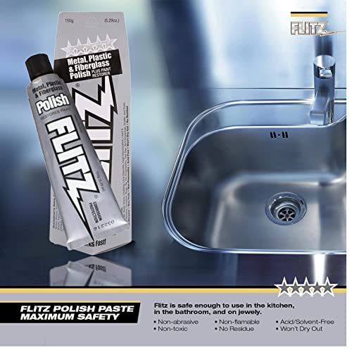 Flitz Multi-Purpose Polish And Cleaner Paste For Metal, Plastic, Fiberglass, Aluminum, Jewelry, Sterling Silver: Great For Headlight Restoration + Rust Remover, Made In The Usa, 5.29 Oz, 3 Pack #TOP2