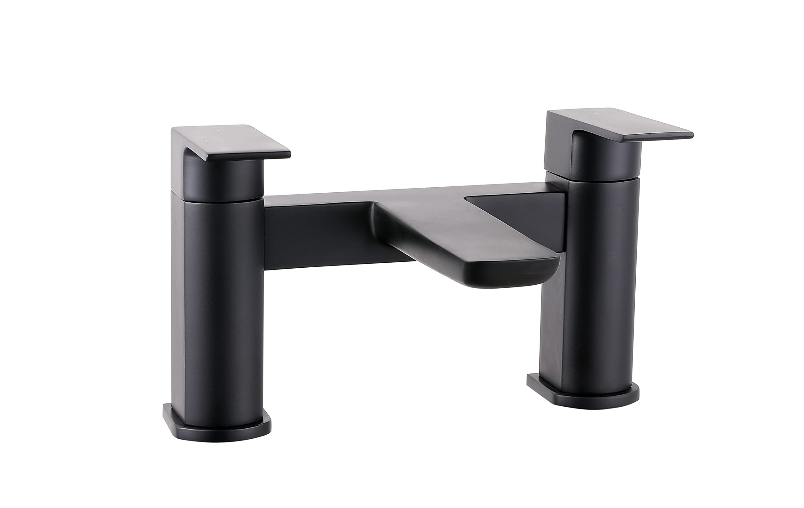 KINGBATH™ Bath Filler Mixer Tap Faucet Bathtub Bathroom Sink Hot and Cold Solid Brass Modern Double Lever Handle Matt Black